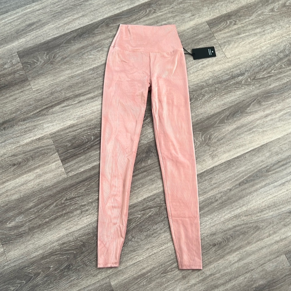 Lanston Sport Pink Leggings Mindful High RiseRibbed Casual Pants XS